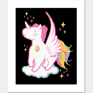 Cute Kawaii pink stars Penelope Magic Unicorn BoomBoomInk Posters and Art